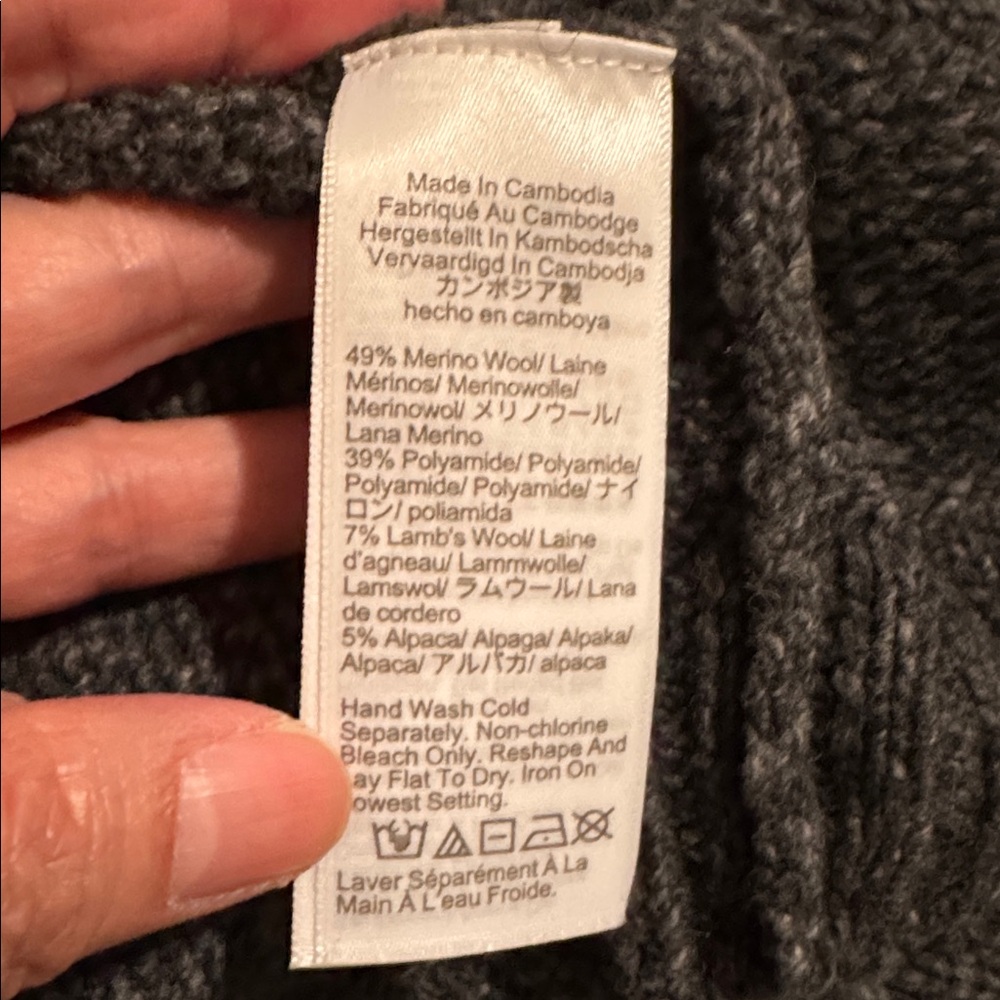 J Crew Fair Isle Wide-Mockneck Sweater Gray Merino Wool Nordic Fair Isle 2024-XS - Picture 8 of 9